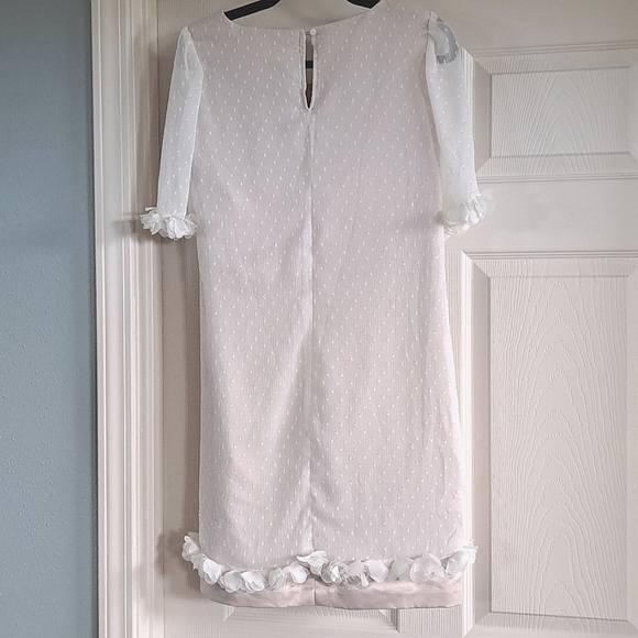 Chiffon Satin Formal Embellished Detail Delicate Sheer Shift Party Mini Dress - Picture 2 of 10